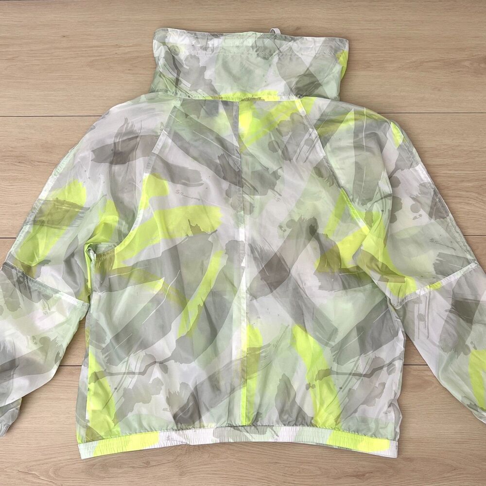 DKNY Jeans Neon Lime Green White Gray Camouflage Women's Windbreaker Size Large - Picture 4 of 16